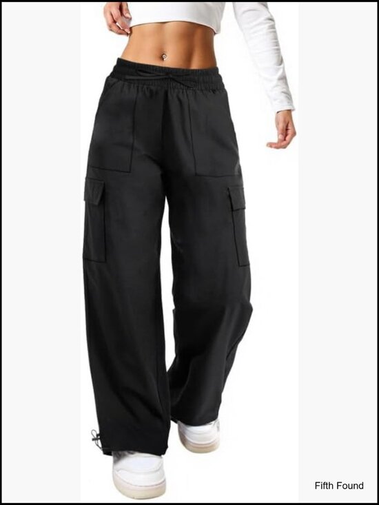Pants - Wide Leg Cargo Pants with Adjustable Waist and Cuffs for Hiking Travel